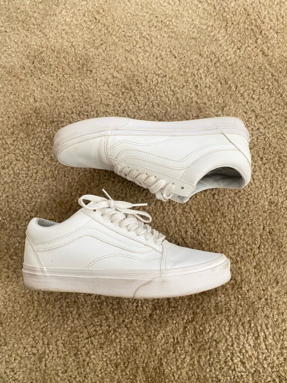 Vans Women's leather White Low-Top Sneakers - Picture 2 of 3